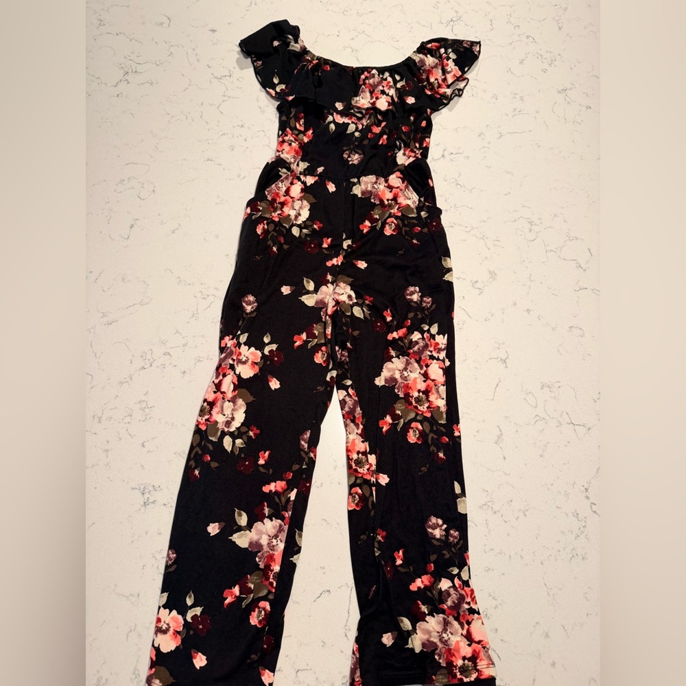 Social Academy Black Floral Jumpsuit